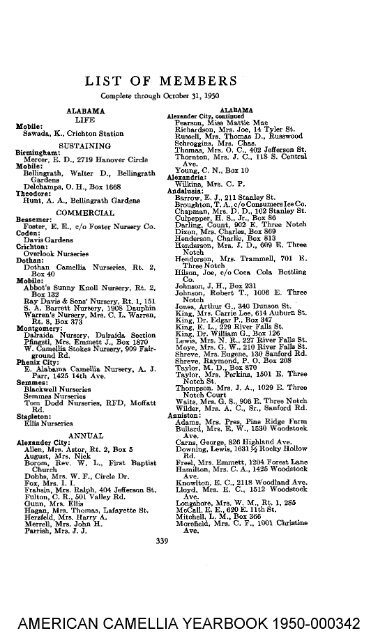 LIST OF MEMBERS - American Camellia Society