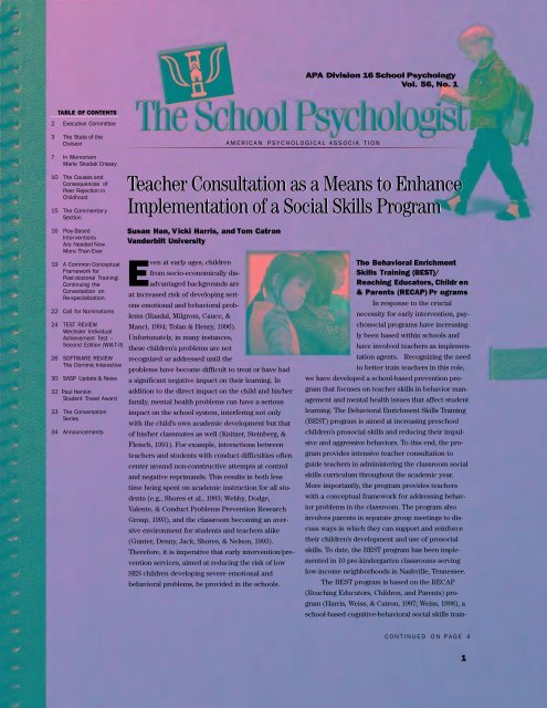 The School Psychologist - APA Divisions