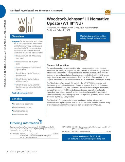 Ordering information - Riverside Publishing