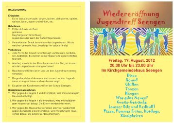 Freitag, 17. August, 2012 20.30 Uhr bis 23.00 Uhr Im - Boniswil