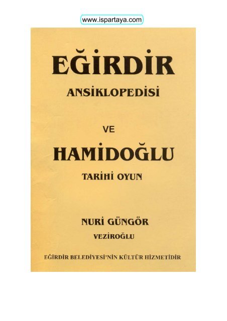 A'dan Z'ye EĞİRDİR ANSİKLOPEDİSİ - Nuri Güngör - Ispartaya.com