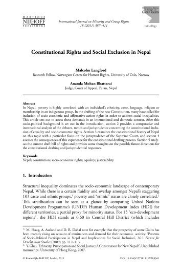 Constitutional Rights and Social Exclusion in Nepal