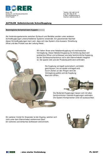 Autolok Hebelarmkupplungen - Borer AG