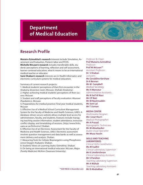 Research Publications - College of Medicine and Health Science