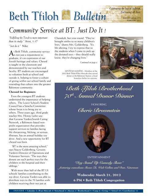 Beth Tfiloh BULLETIN - February 2012 - Beth Tfiloh Synagogue