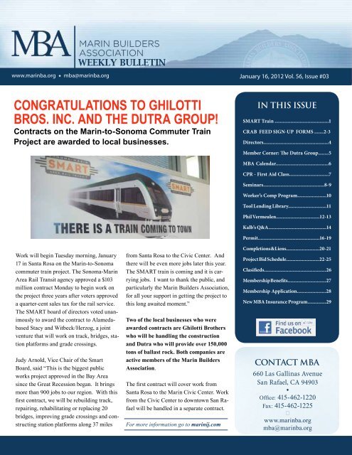 congratulations to ghilotti bros. inc. and the dutra - Marin Builders ...