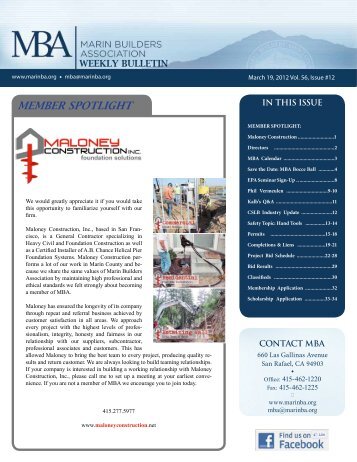 Download the March 19th 2012 Weekly Bulletin to - Marin Builders ...
