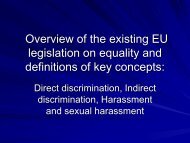 Overview of the existing EU legislation on equality