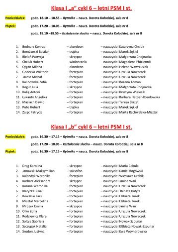 cykl 6 – letni PSM I st.