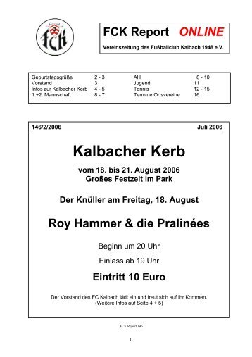 Kalbacher Kerb – das Programm - FC Kalbach