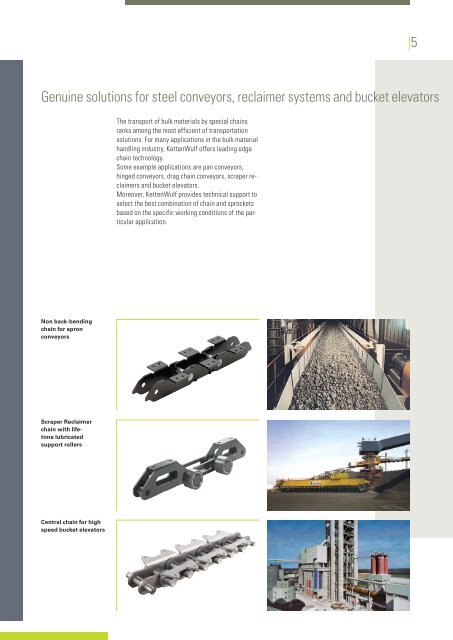 Chains and sprockets used in the bulk material - KettenWulf Betriebs ...