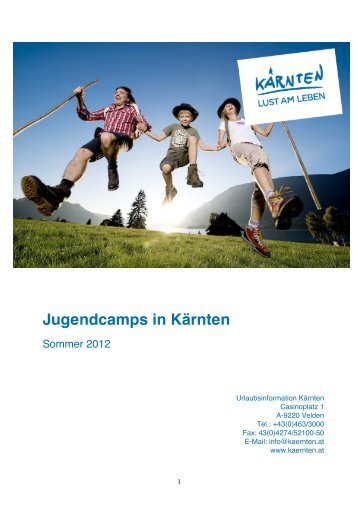 Jugendcamps in Kärnten - Produkte auf www.kaernten.at