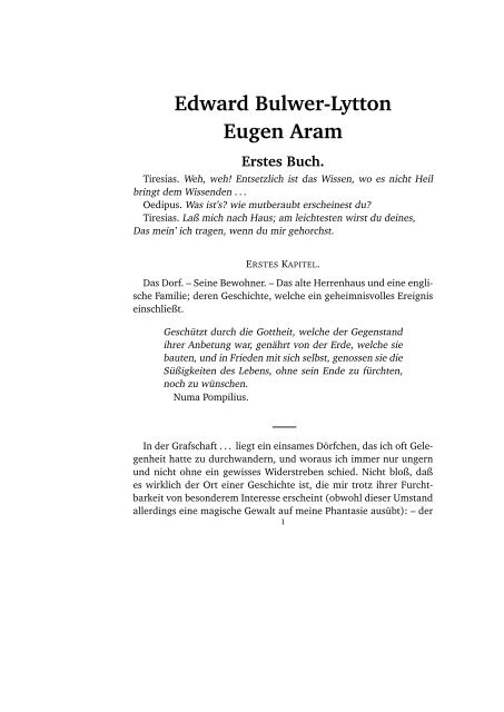 Edward Bulwer Lytton Eugen Aram