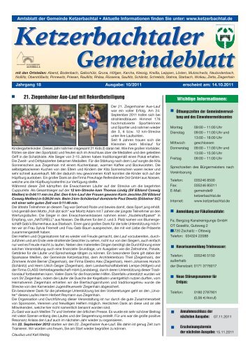 Amtsblatt der Gemeinde Ketzerbachtal â¢ Aktuelle Informationen finden