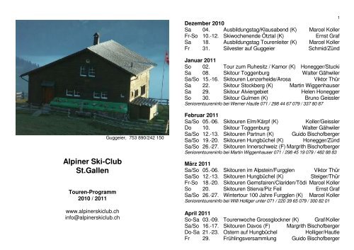 Tourenprogramm 2010/2011 ausdrucken - Alpiner Ski-Club St.Gallen