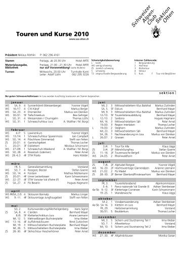 Tourenprogramm 2010 - SAC Olten