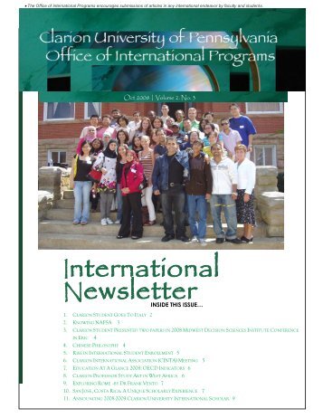 International Newsletter - Clarion University