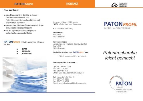 PATONprofil-Flyer - PATON Landespatentzentrum Thüringen - TU ...