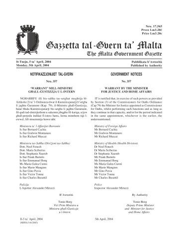 Gazzetta tal-Gvern ta' Malta - Department of Information