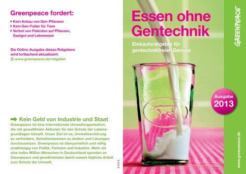 Ratgeber Essen ohne Gentechnik 2013 - Greenpeace