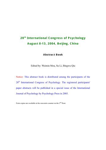 28th International Congress of Psychology August 8 ... - U-netSURF