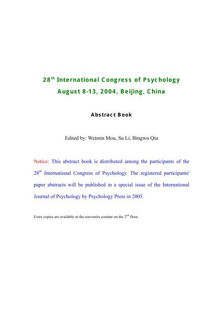 28th International Congress Of Psychology August 8 U Netsurf