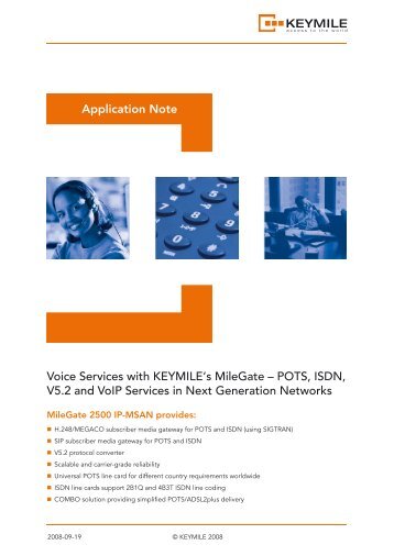 Application Note MileGate Voice Services - KEYMILE