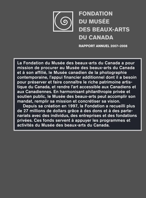 Rapport annuel 2007-2008 - Musée des beaux-arts du Canada