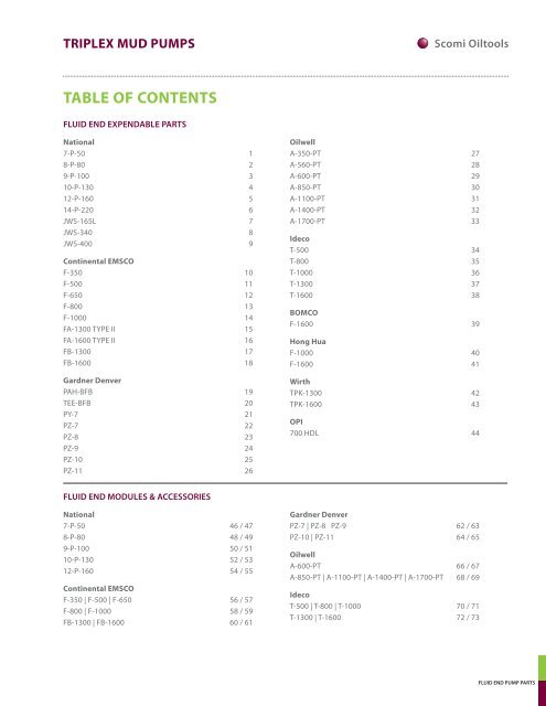 fluid end pump parts triplex mud pumps product catalogue - Scomi