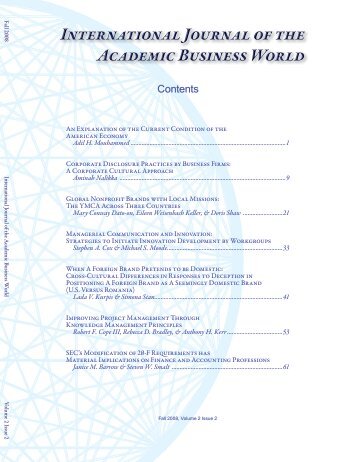 International Journal of the Academic Business World ... - JW Press