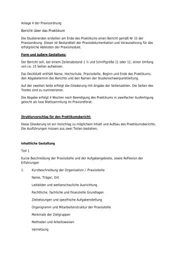 Bericht über das Praktikum - Katholische Hochschule Mainz