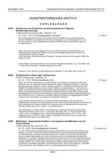 KUNSTHISTORISCHES INSTITUT - koost - Universität zu Köln