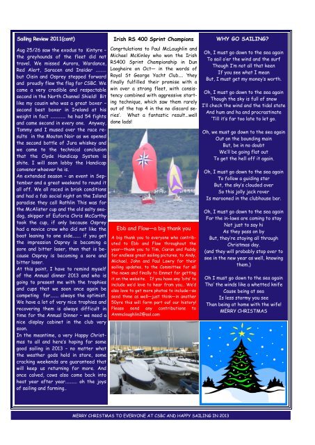 Christmas Ebb and Flow - 2012 - Cushendall Sailing and Boating Club