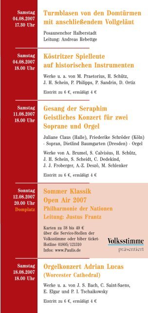 konzertprogramm 2007 - Evangelische Kirchenmusik Halberstadt