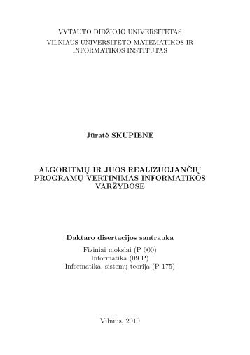 santrauka - Matematikos ir informatikos institutas