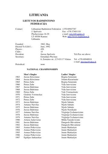 LITHUANIA - Lietuvos Badmintono Federacija