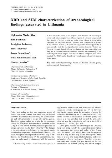 XRD and SEM characterization of archaeological findings excavated ...