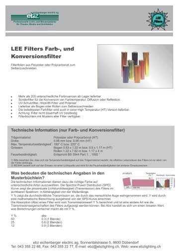 LEE Filters Farbfilter - Ebzlighting.ch