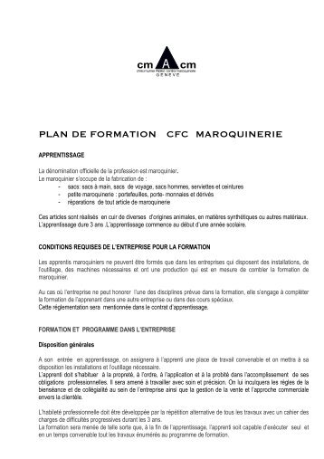 PLAN DE FORMATION CFC MAROQUINERIE - Chris Murner