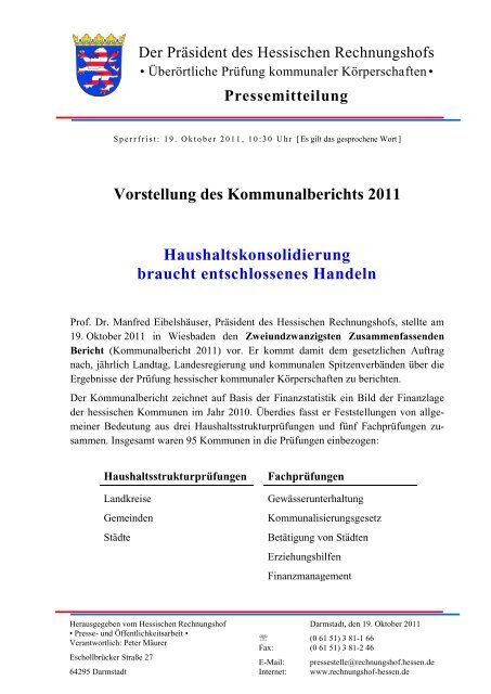 Pressemitteilung - Hessischer Rechnungshof