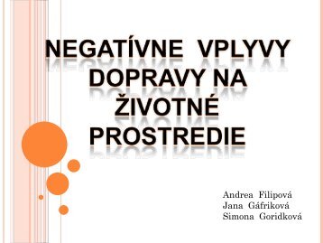 Negatívne vplyvy dopravy na životne prostredie (.pdf) - Enviro-edu