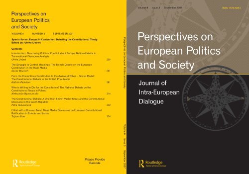 Perspectives on European Politics and Society CEuS Perspectives on European Politics and Society CEuS