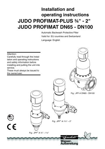 Installation and operating instructions JUDO PROFIMAT-PLUS ¾