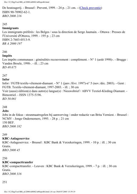 De Belgische Bibliografie - Koninklijke Bibliotheek van België