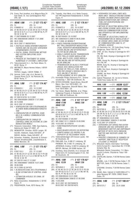 Bulletin 2009/49 - European Patent Office