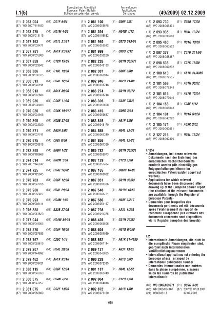 Bulletin 2009/49 - European Patent Office