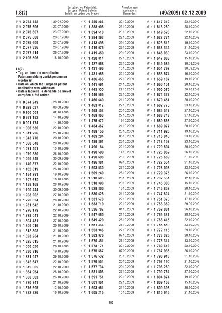 Bulletin 2009/49 - European Patent Office