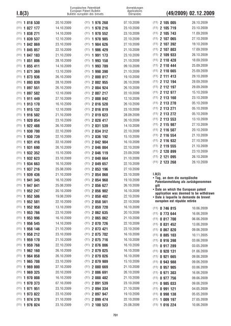 Bulletin 2009/49 - European Patent Office