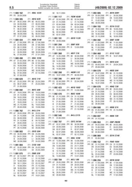 Bulletin 2009/49 - European Patent Office