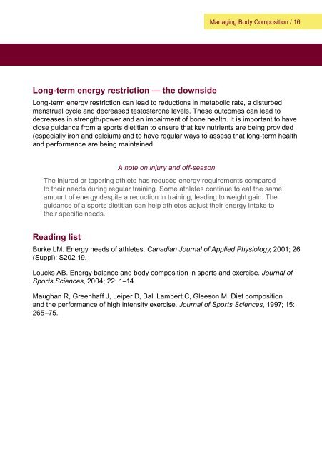 Current Concepts in Sports Nutrition - Australian Sports Commission